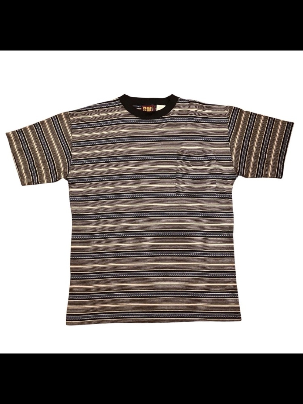 VTG Faded Glory Men Large Striped T Shirt Pocket USA 90s